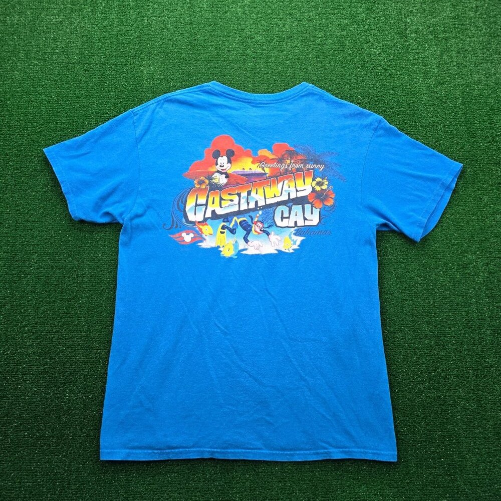 Disney Cruise Line Tshirt Mens Large‎ Blue Short Sleeve Cast Away Cay Bahamas